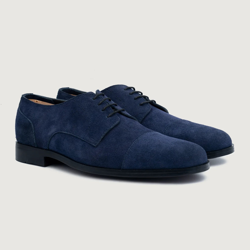 Attorney Derby Midnight Blue Suede Leather Shoes