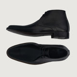 Corry Chukka Black Leather Boots For Men - Reinforced Heel Counter & Precision Double-Row Stitching Detail