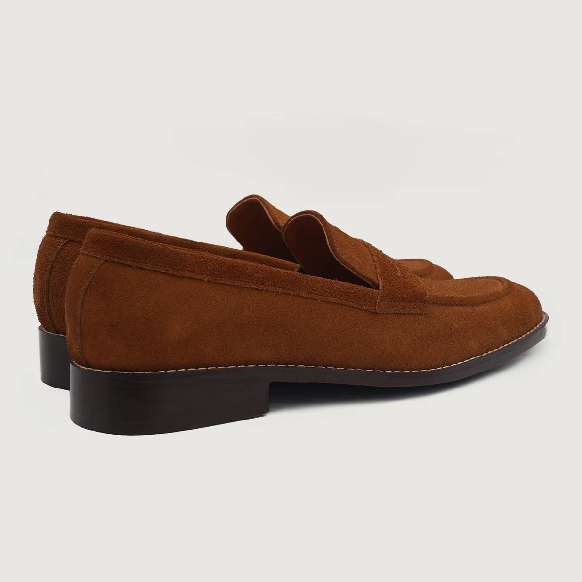 High-Traction Rubber Outsole & Lug Tread Pattern on Baxton Brown Suede Leather Loafers For Men