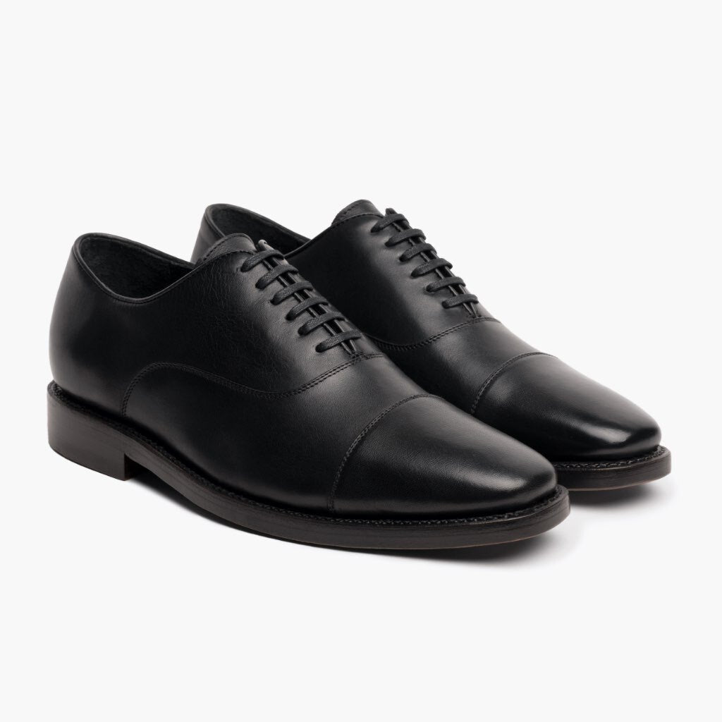 Executive Black Leather Sneakers in Black Full-Grain Leather - Lateral Side Profile View | Buy Online