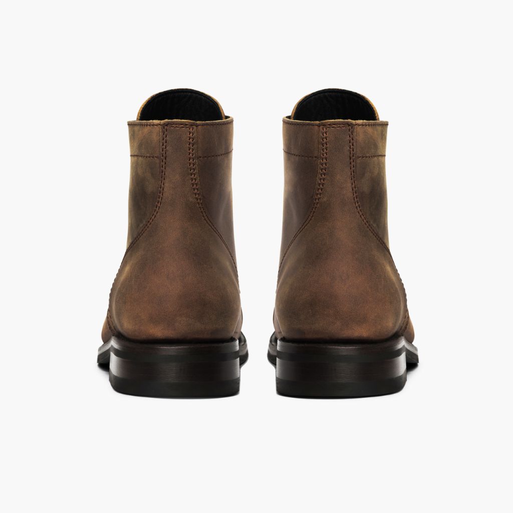 Captain Burnt Copper Leather Boots - Reinforced Heel Counter & Precision Double-Row Stitching Detail