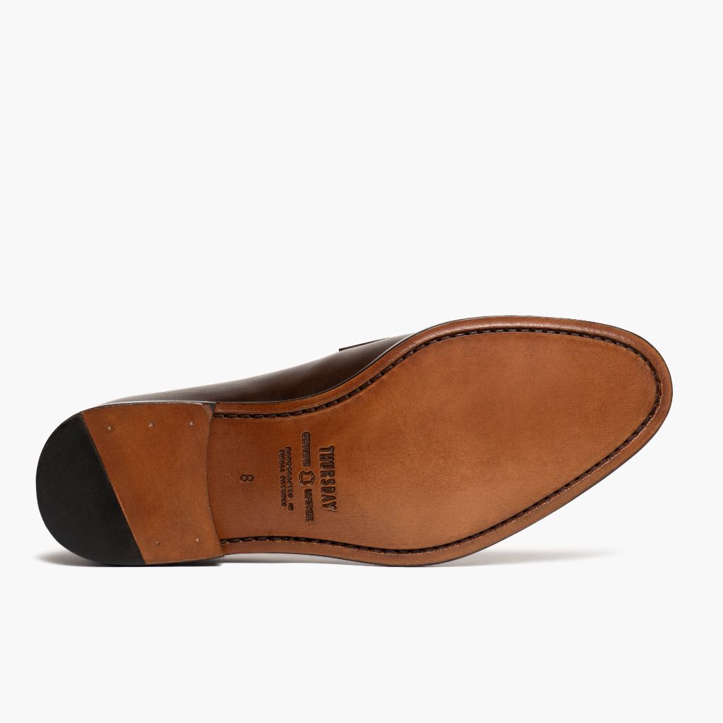 High-Traction Rubber Outsole & Lug Tread Pattern on Lincoln Rich Mahogany Leather Sneakers