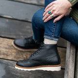 Styled On-Foot Perspective Demonstrating Ankle Fit & Silhouette on Model