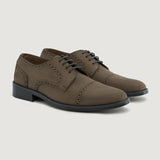 Dirk Brogues Derby Brown Oil Pullup Leather Shoes StudGuard For Men in Brown Full-Grain Leather - Lateral Side Profile View | Buy Online