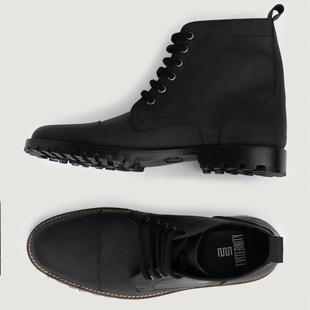 Knight Derby Matte Black Pullup Leather Boots TerraGrip For Men - Reinforced Heel Counter & Precision Double-Row Stitching Detail
