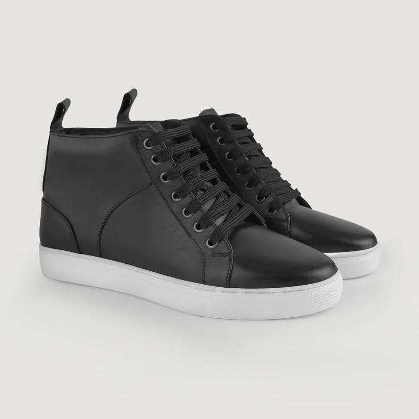 Marty High Top Black Leather Sneakers