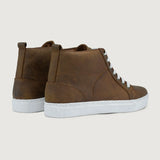 Marty High Top Burnt Copper Pullup Leather Sneakers For Men - Reinforced Heel Counter & Precision Double-Row Stitching Detail