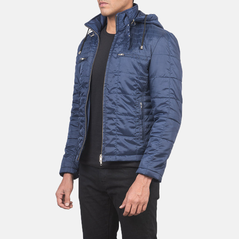 Alps Quilted Blue Hooded Windbreaker Jacket