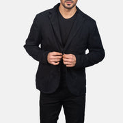Borges Black Blazer in Black Poly-Cotton - Front Profile View &amp; Tailored Silhouette | Buy Online