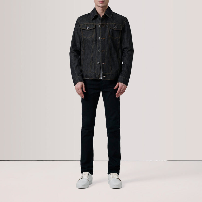 Conard Faded Black Denim Trucker Jacket
