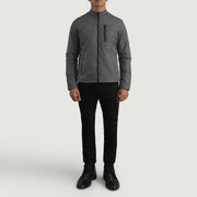 Elliot Grey Lightweight Jacket - Lateral Side Profile View Showing Sleeve Cut &amp; Athletic Taper Fit