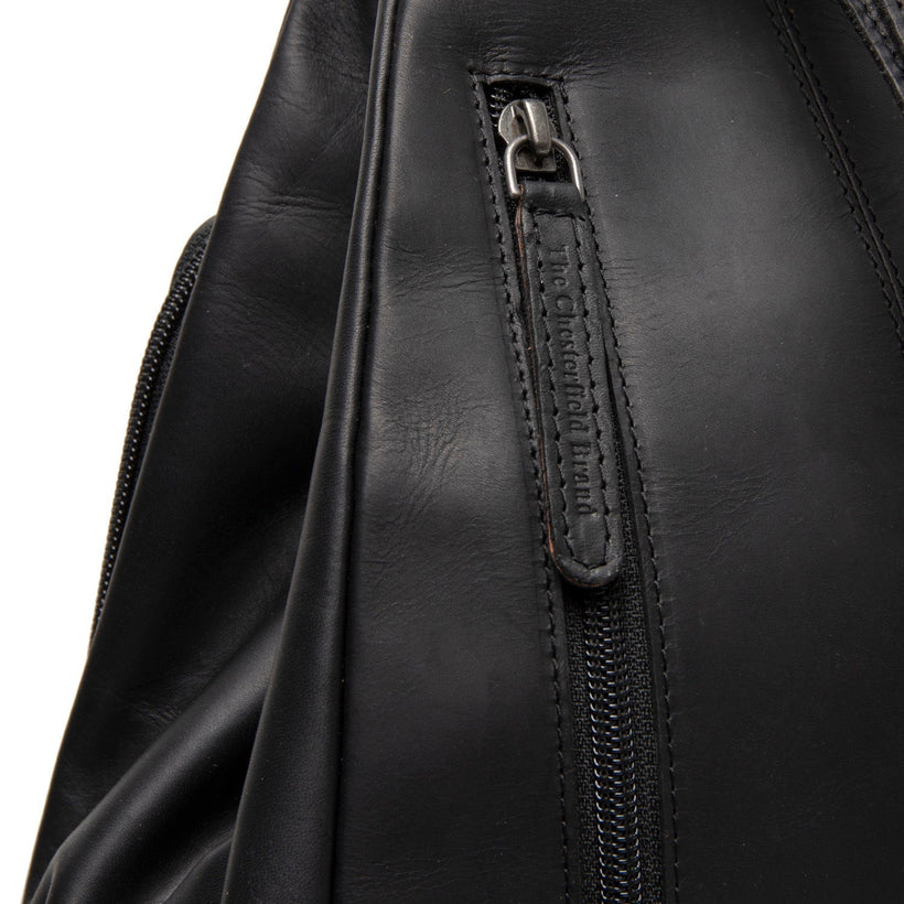 Classic 100% Full-Grain leather Backpack - Rear Perspective Showing Reinforced Leather Straps & Stitching