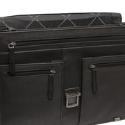 Stuttgart Full-Grain Leather Briefcase - Structured Side Profile Showing Gusset Depth &amp; Expansion Capacity