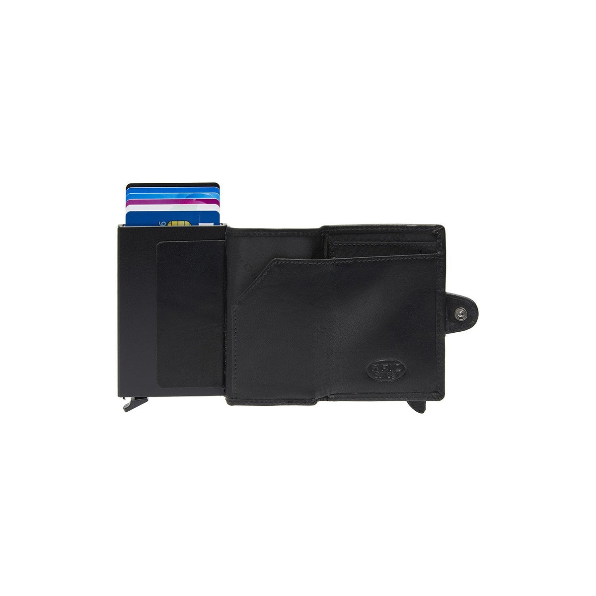 Baldwin Full-Grain Leather Card Holder - Structured Side Profile Showing Gusset Depth & Expansion Capacity