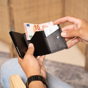 
Lancaster Full-Grain Leather Card Holder - Structured Side Profile Showing Gusset Depth & Expansion Capacity