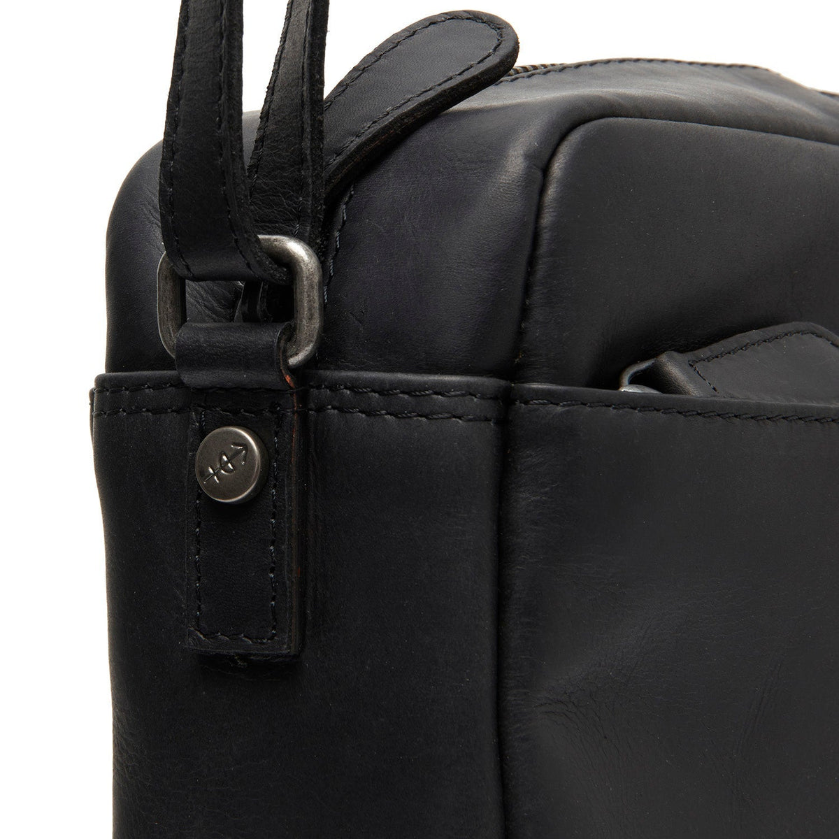 
Classic 100% Full-Grain leather Bag - Rear Perspective Showing Reinforced Leather Straps & Stitching