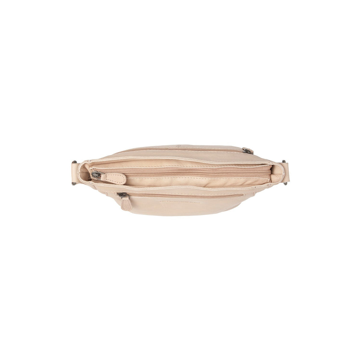 Solid Antique Brass Hardware &amp; Heavy-Duty Dual Zipper Detail on Aston Full-Grain Leather Crossbody Bag