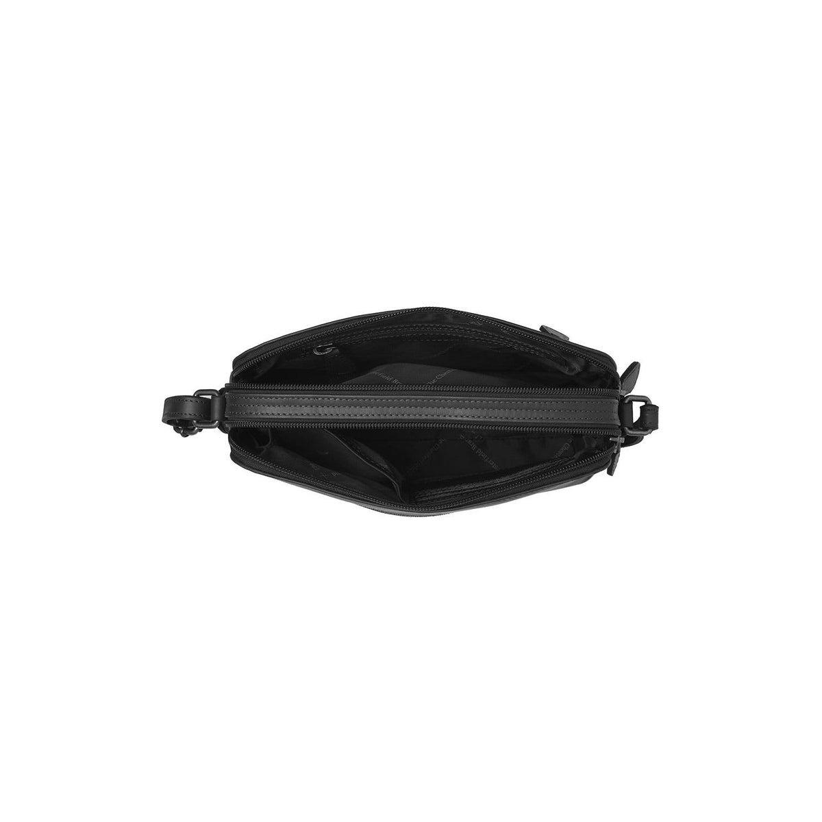 Solid Antique Brass Hardware &amp; Heavy-Duty Dual Zipper Detail on Nebraska Full-Grain Leather Crossbody Bag