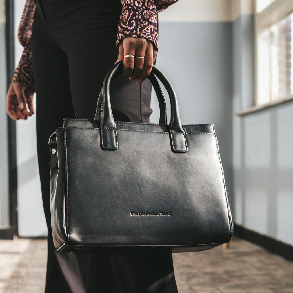 Classic 100% Full-Grain leather Goods - Back View Showing Tailored Shoulder Fit & Clean Hemline