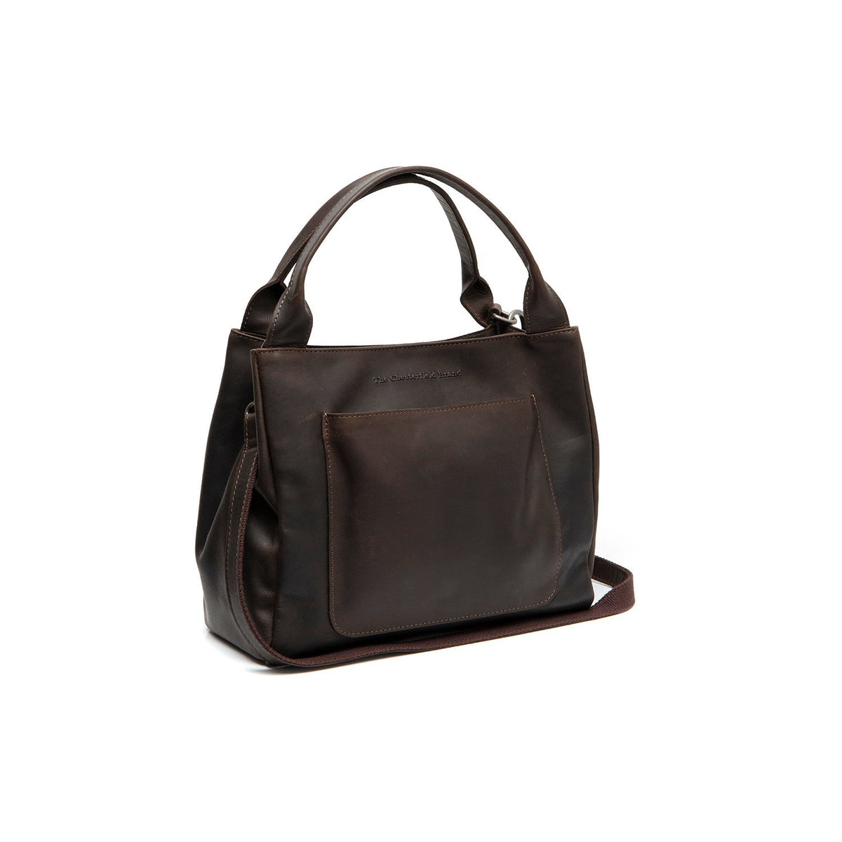 Styled Fit Perspective of Tenara Full-Grain Leather Handbag on Model - Natural Daylight Drape