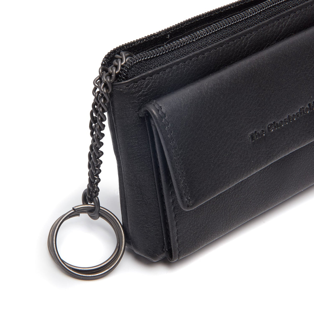 Close-Up Detail of Classic Collar & Heavy-Duty Zipper Hardware on Torano Full-Grain Leather Key Case