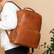 Lennox Full-Grain Leather Laptop Backpack – alternate product view 2