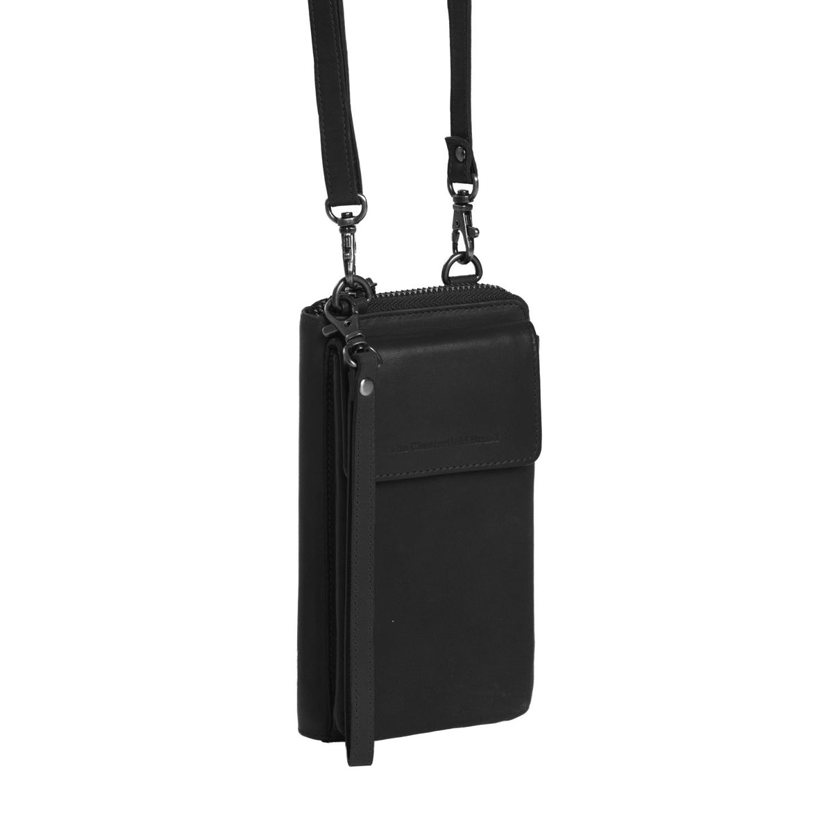 Malaga Full-Grain Leather Phone Bag in Classic 100% Full-Grain Leather - Front Profile View &amp; Tailored Silhouette | Buy Online