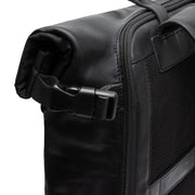 Solid Antique Brass Hardware &amp; Heavy-Duty Dual Zipper Detail on Bornholm Full-Grain Leather Roll-top Backpack