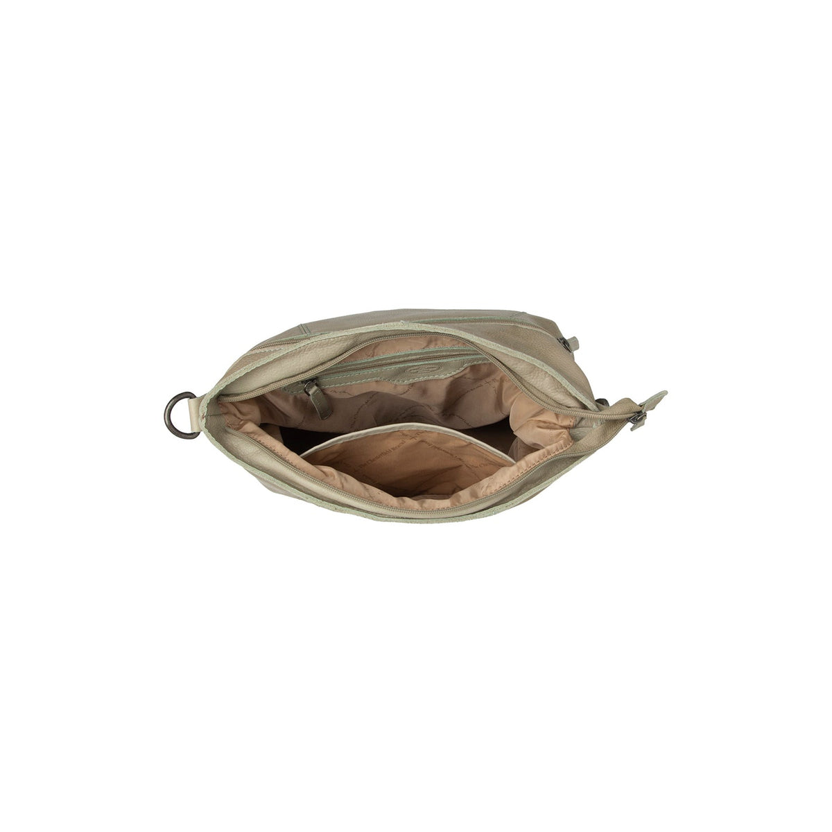 Solid Antique Brass Hardware &amp; Heavy-Duty Dual Zipper Detail on Sintra Full-Grain Leather Shoulder Bag