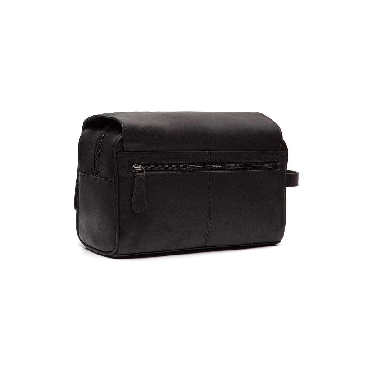 Tailored Rib Cuffs &amp; Hem Craftsmanship Construction Detail on Rosario Full-Grain Leather Toiletry Bag