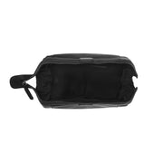 
Vince Full-Grain Leather Toiletry Bag - Lateral Side Profile View Showing Sleeve Cut & Athletic Taper Fit