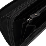 
Solid Antique Brass Hardware & Heavy-Duty Dual Zipper Detail on Hadley Full-Grain Leather Wallet