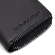 Solid Antique Brass Hardware &amp; Heavy-Duty Dual Zipper Detail on Lenwick Full-Grain Leather Wallet