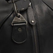 Solid Antique Brass Hardware &amp; Heavy-Duty Dual Zipper Detail on Rivaro Full-Grain Leather Weekender Bag