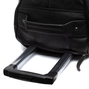 Solid Antique Brass Hardware &amp; Heavy-Duty Dual Zipper Detail on Leather Weekender Trolley Jayven