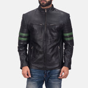 
Night Trooper Leather Jacket in Black Cowhide Leather - Front Profile View & Tailored Silhouette | Buy Online