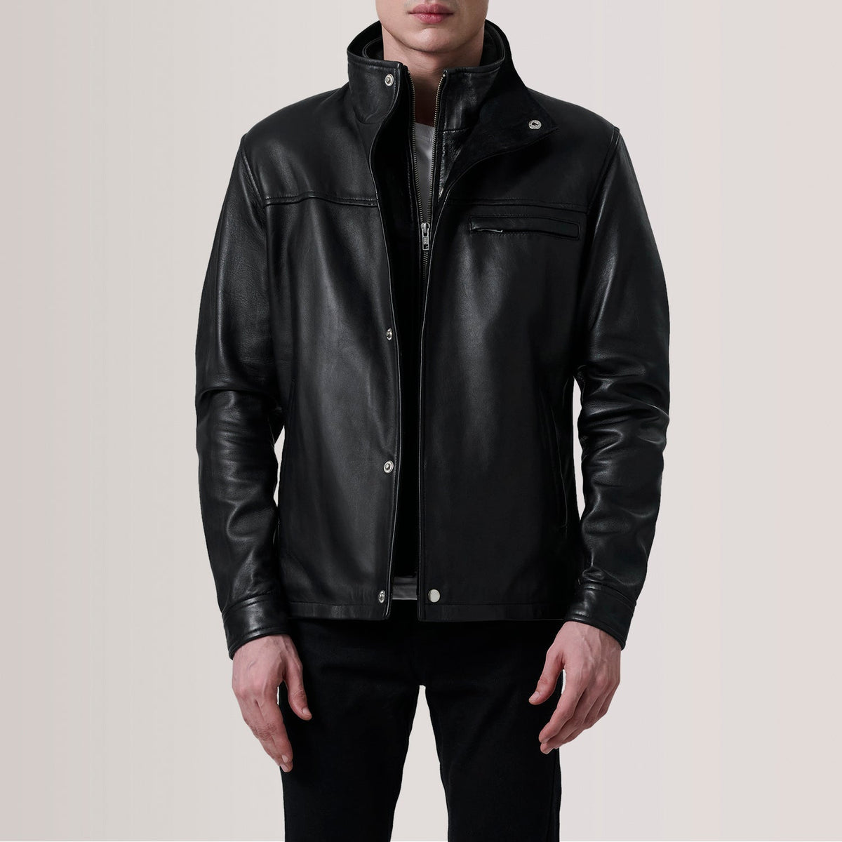 Authentic Sheepskin Leather with Semi-aniline Finish Grain Texture &amp; Heavy-Duty Seam Stitching Detail