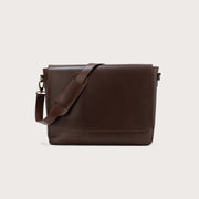 
The Carismatico Vintage Brown Leather Messenger Bag For Men & Women in Vintage Brown Full-Grain Leather - Full Exterior Front Profile View | Buy Online